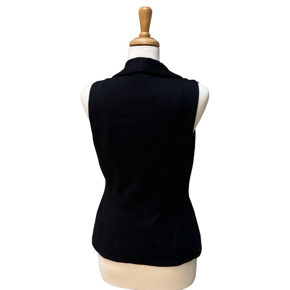 Y2K Cache Vest NWT Sz‎ 6 Black Silk Ruffle V Neck Whimsigoth Dark Romantic 90s - Picture 7 of 11